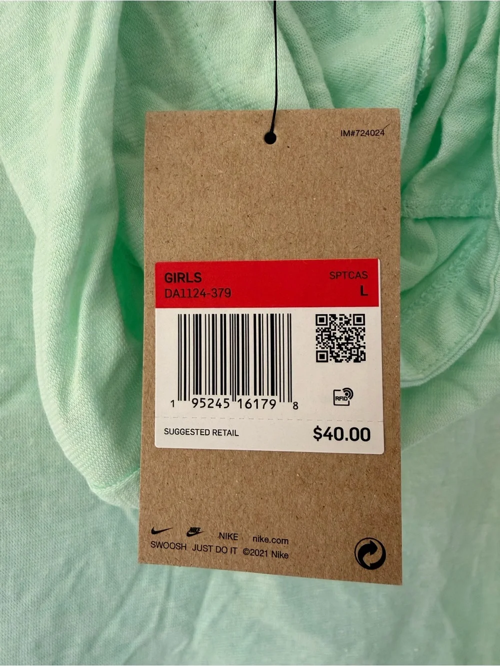 Nike Kids Light Mint Full-Zip Hoodie